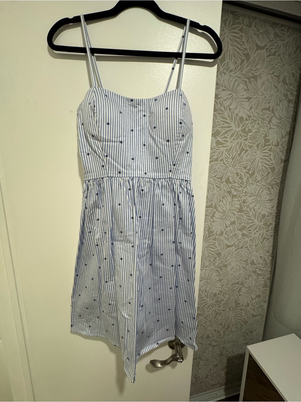 Blue & White Striped Spaghetti Strap Summer Dress
